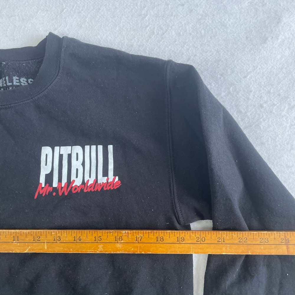 Timeless‎ Pitbull Mr. Worldwide Sweatshirt Mens Small Black Graphic Crewneck - Picture 4 of 5